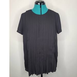 Philosophy black pleated short sleeve blouse - medium